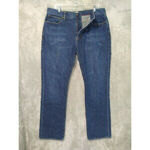 J Crew Jeans Mens 36x34 Blue Denim Vintage Slim Straight Leg Mid Rise Dark Wash